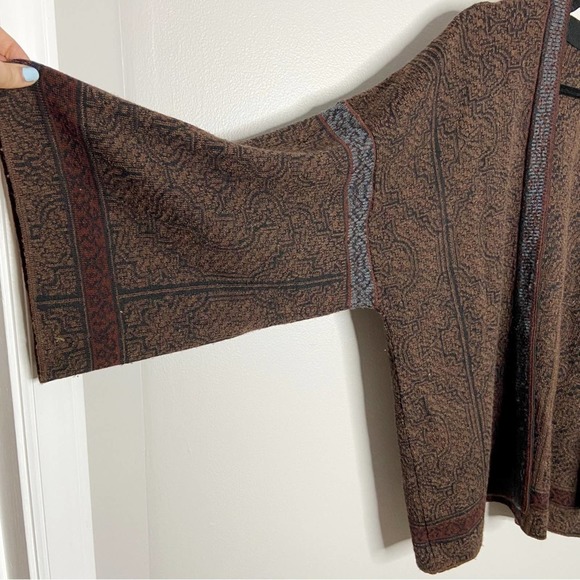 Peruvian Connection Baby Alpaca Brown Open Front Cardigan Sweater Size M/L - Picture 3 of 4